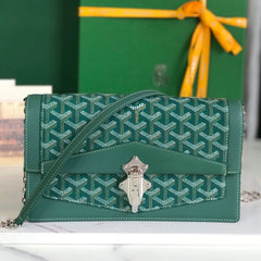 DUCHESSE MARIE-CAROLINE BAG 25 IN GREEN GOYARDINE CANVAS AND SMOOTH CALFSKIN