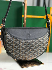 HIRONDELLE BAG 25 IN BLACK LAMBSKIN AND GOYARDINE CANVAS