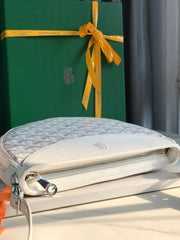 HIRONDELLE BAG 25 IN WHITE LAMBSKIN AND GOYARDINE CANVAS