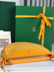 HIRONDELLE BAG 25 IN YELLOW LAMBSKIN AND GOYARDINE CANVAS