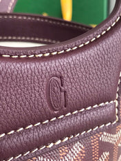 GOYA 26S BELUGA MINI BAG 23MM IN BURGUNDY BROWN GOYARDINE CANVAS AND CALFSKIN