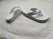 PRADA 26S FLIP FLOPS IN WHITE CALFSKIN WITH LOGO
