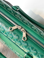 CISALPIN DOCUMENT CASE 39 IN GREEN GOYARDINE CANVAS AND CALFSKIN