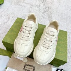 GG RHYTON TRAINER WHITE LAMBSKIN WITH HEART MOTIF