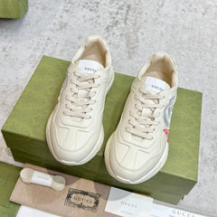 GG RHYTON TRAINER WHITE LAMBSKIN WITH H LETTER