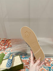 GG ESPADRILLE LOAFER COBALT AND BLACK CANVAS