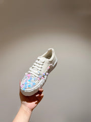 RUNWAY SEQUIN CASUAL SHOES IN WHITE CALFSKIN