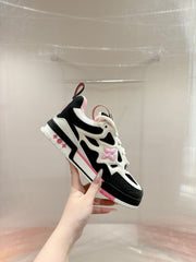 LV SKATE SNEAKER IN WHITE MIX BLACK AND LIGHT PINK CALFSKIN