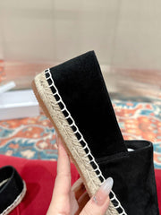 ESPADRILLES BLACK SUEDE EMBOSSED LOGO
