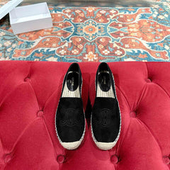 ESPADRILLES BLACK SUEDE EMBOSSED LOGO