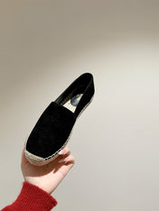 ESPADRILLES BLACK SUEDE EMBOSSED LOGO