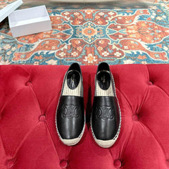 ESPADRILLES BLACK SHINY CALFSKIN EMBOSSED LOGO