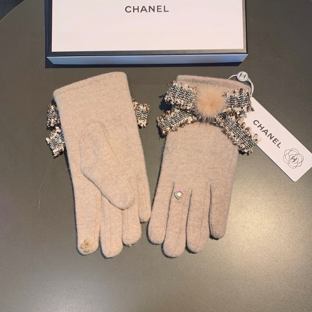 GLOVES IN PALE BROWN WOOL 420538