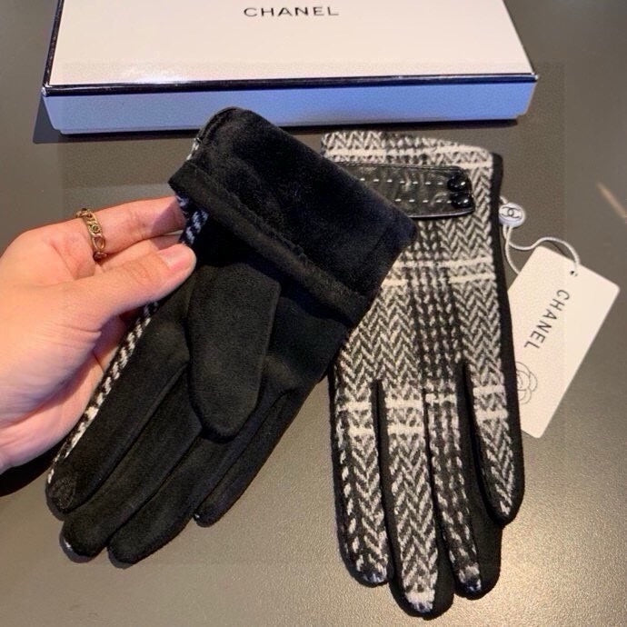 GLOVES IN BLACK MIX WHITE WOOL 429245