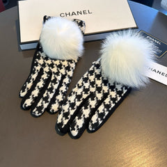 GLOVES IN BLACK MIX WHITE WOOL 462258