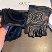 FINGERLESS GLOVES IN BLACK LAMBSKIN AND CASHMERE LINING 465790