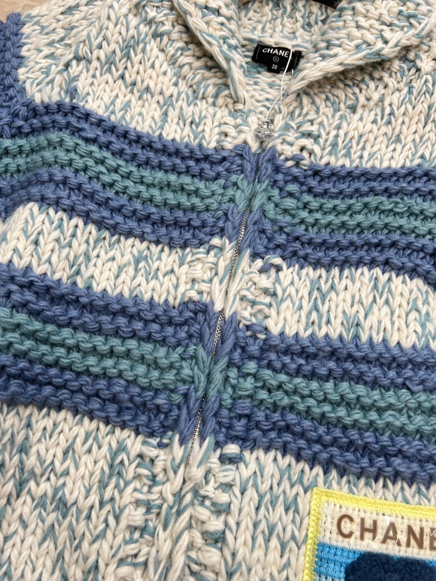 CHANEL 25S BLUE STRIPED CARDIGAN 620415