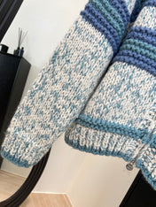 CHANEL 25S BLUE STRIPED CARDIGAN 620415
