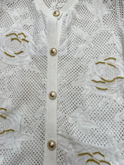 CHANEL 26S BUTTON-UP SHORT-SLEEVE KNIT TOP STYLE 1159