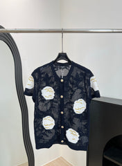 CHANEL 26S BUTTON-UP SHORT-SLEEVE KNIT TOP STYLE 1158