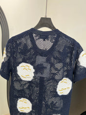 CHANEL 26S BUTTON-UP SHORT-SLEEVE KNIT TOP STYLE 1158