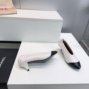 CHANEL 26S COLOR-BLOCK HIGH HEELS 45 MM IN WHITE LAMBSKIN