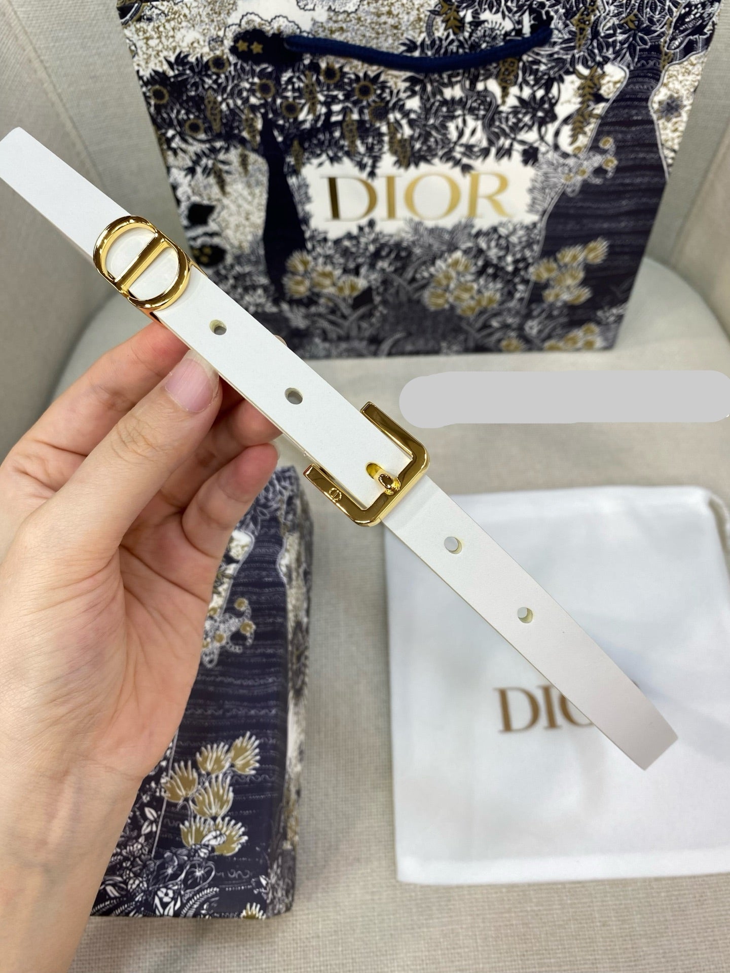 DIOR 25S BELT 15 MM IN WHITE CALFSKIN 559725