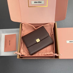 WALLET 12 IN ZAMBEZI BROWN SMOOTH CALFSKIN GOLD HARDWARE