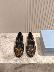 PRADA BALLERINA FLATS IN LEOPARD PRINT LAMBSKIN