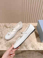 PRADA 25S BALLERINAS IN WHITE CALFSKIN GLOSSY