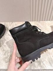CELINE 25S MARTIN BOOTS IN BLACK CALFSKIN