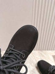 CELINE 25S MARTIN BOOTS IN BLACK CALFSKIN