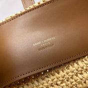 LE 37 MEDIUM 25 IN LIGHT YELLOW STRAW AND BROWN LEATHER TRIM