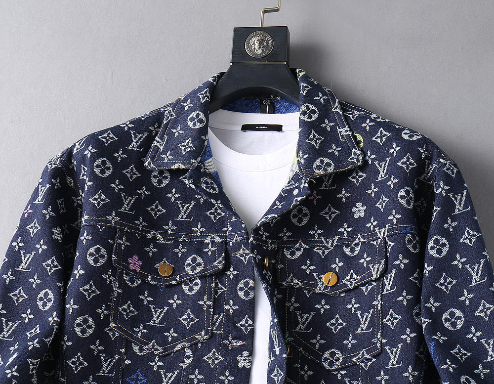 LV NAVY BLUE MONOGRAM DENIM SHIRT JACKET 239049