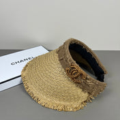 CHANEL 26S RAFFIA VISOR WITH BROWN CC LOGO 338094