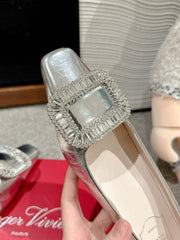 BELLE VIVIER PUMPS IN SILVER METALLIC CALFSKIN