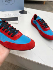 COLLAPSE SNEAKERS IN RED SUEDE AND SKY BLUE NYLON
