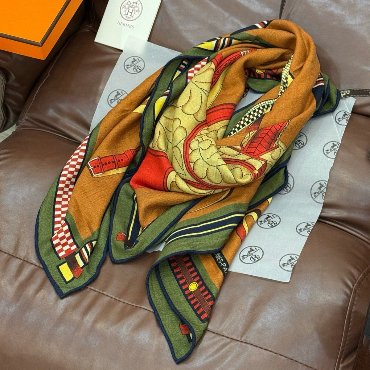 HERMES 25S SCARF 140 IN CASHMERE SILK 727301