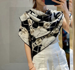 CHANEL 25S SCARF 110 IN CASHMERE SILK 730603
