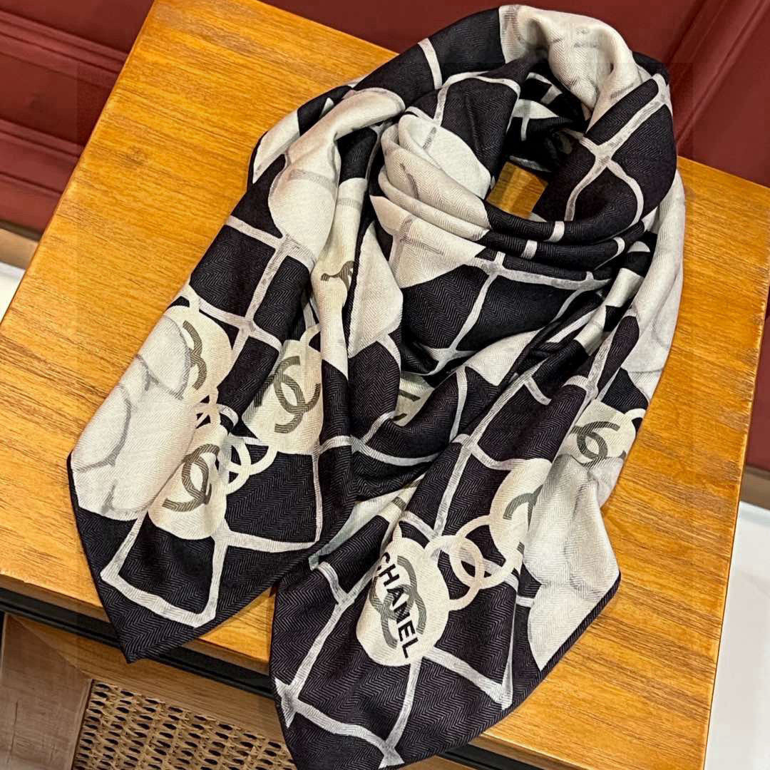 CHANEL 25S SCARF 110 IN CASHMERE SILK 730603