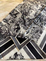 DIOR SCARF 110 CM IN COTTON-SILK FABRIC 730606