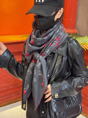 LV SCARF 140 CM IN SILK-CASHMERE BLEND 737268