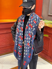 LV SCARF 140 CM IN SILK-CASHMERE BLEND 737269