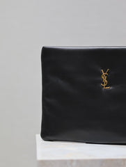CALYPSO LARGE POUCH 30 IN BLACK SMOOTH LAMBSKIN