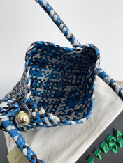 TOSCA SHOULDER BAG 27 IN BLUE MIX BLACK AND WHITE LAMBSKIN