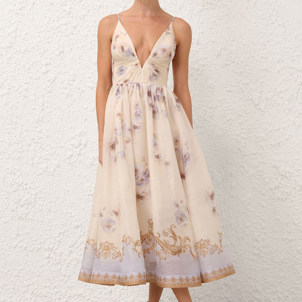 HERMES 25S V-NECK MIDI DRESS 110735