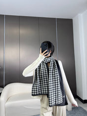 SCARF 190 CM IN BLACK MIX WHITE CARO CASHMERE 388127