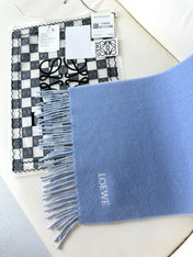 ANAGRAM SCARF 182 CM IN CERULEAN BLUE WOOL AND CASHMERE 408526