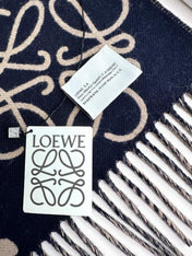 ANAGRAM SCARF 180 CM IN BLACK MIX CAMEL BEIGE WOOL AND CASHMERE 410167