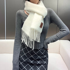 SCARF 185 CM IN WHITE MOHAIR AND WOOL 413753